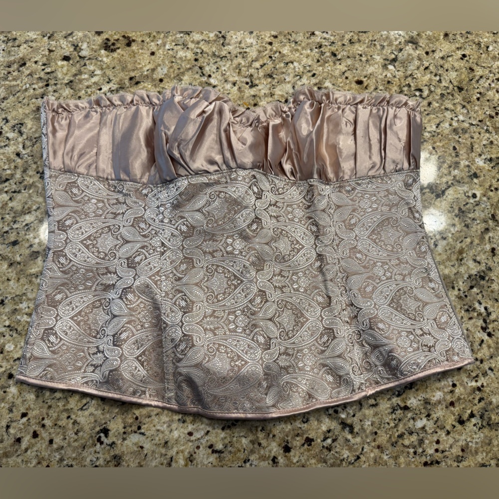 Paisley Corset Bustier 40-45" 5XL side zipper back ribbon lacing